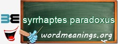 WordMeaning blackboard for syrrhaptes paradoxus